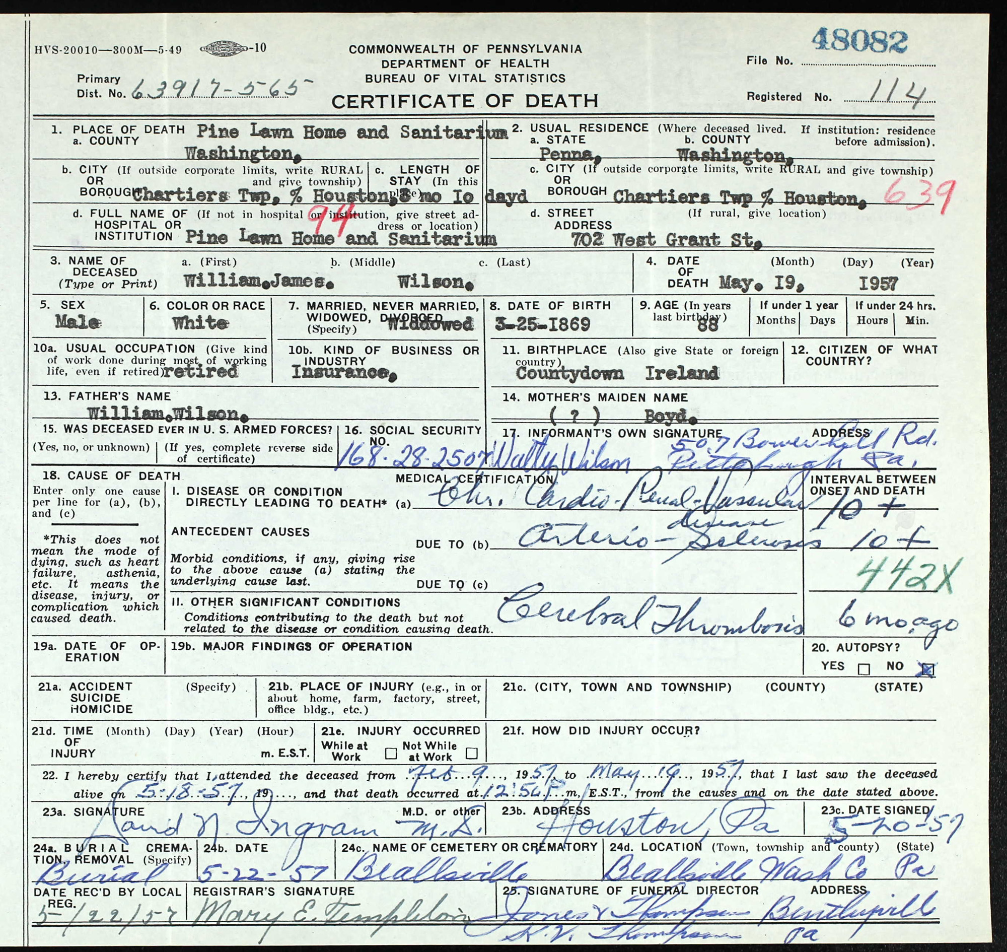 death certificate